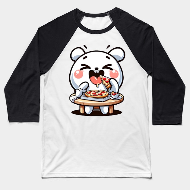 cute bunny eating pizza Baseball T-Shirt by Ferdi Everywhere